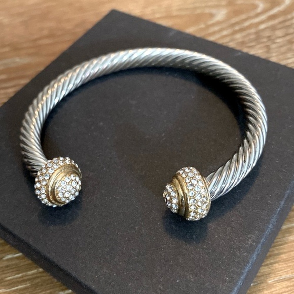 Bebe Two Toned Silver and Gold Crystal Bracelet